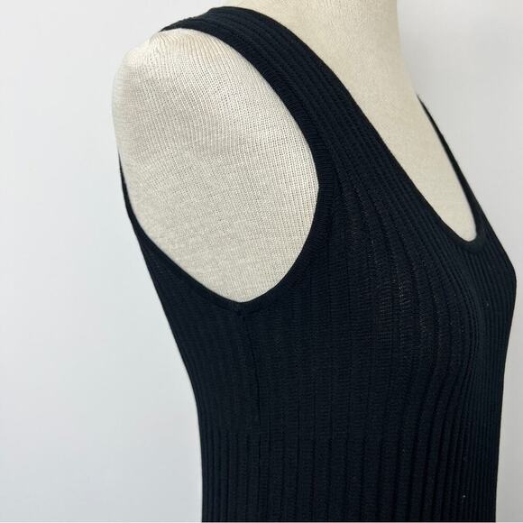 YUKA Little Black Ribbed Sleeveless Sheer Dress size Large (254) - Picture 6 of 7
